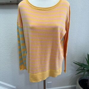 Sundance Pastel Stripe Lightweight Sweater - Pink & Yellow ladies size large